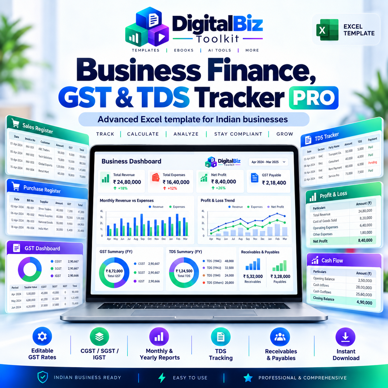 Business Finance GST and TDS Tracker PRO product preview
